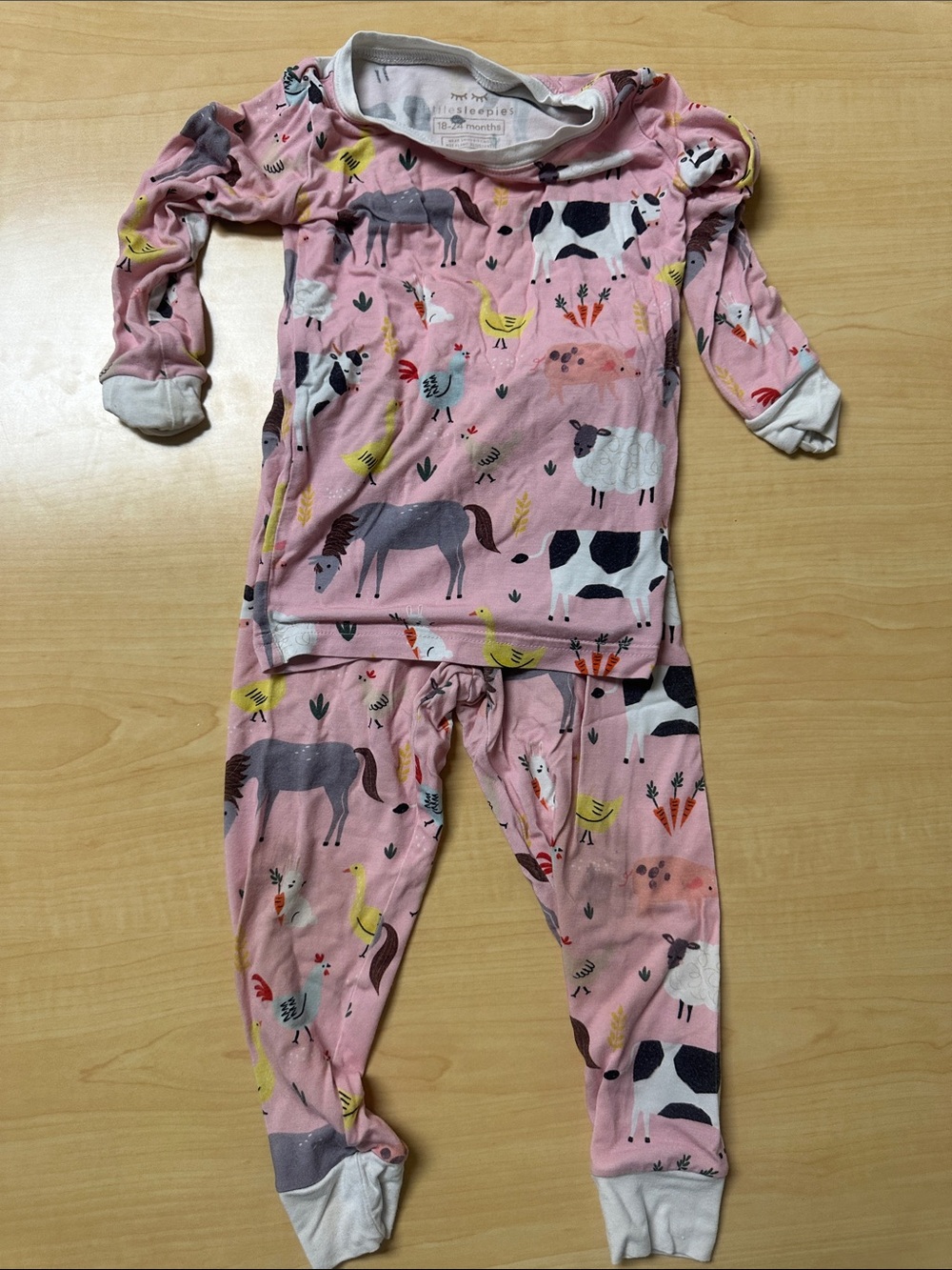 Little Sleepies Pink Farm Animal Pajama Set